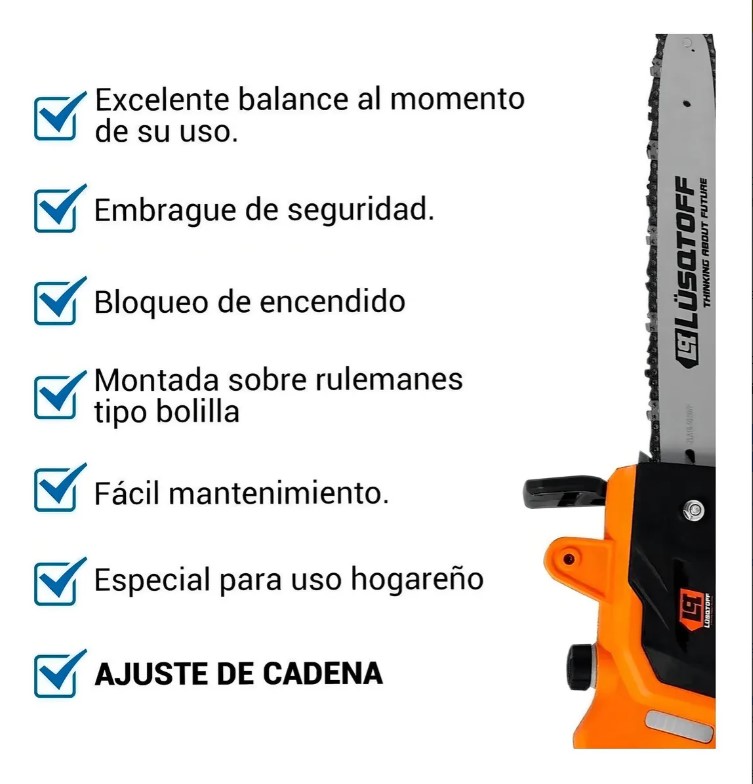 Electrosierra Motosierra Lusqtoff 2000w Espada 40cm Esl200-8 Color Anaranjado 2 - Imagen 3